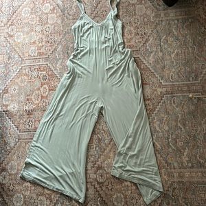 Sage green z supply flare jumpsuit with pockets
